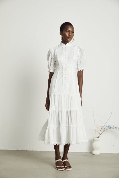 Coline lace floral-embroidered midi dress