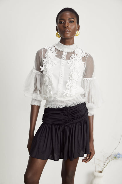Aiza floral semi-sheer top