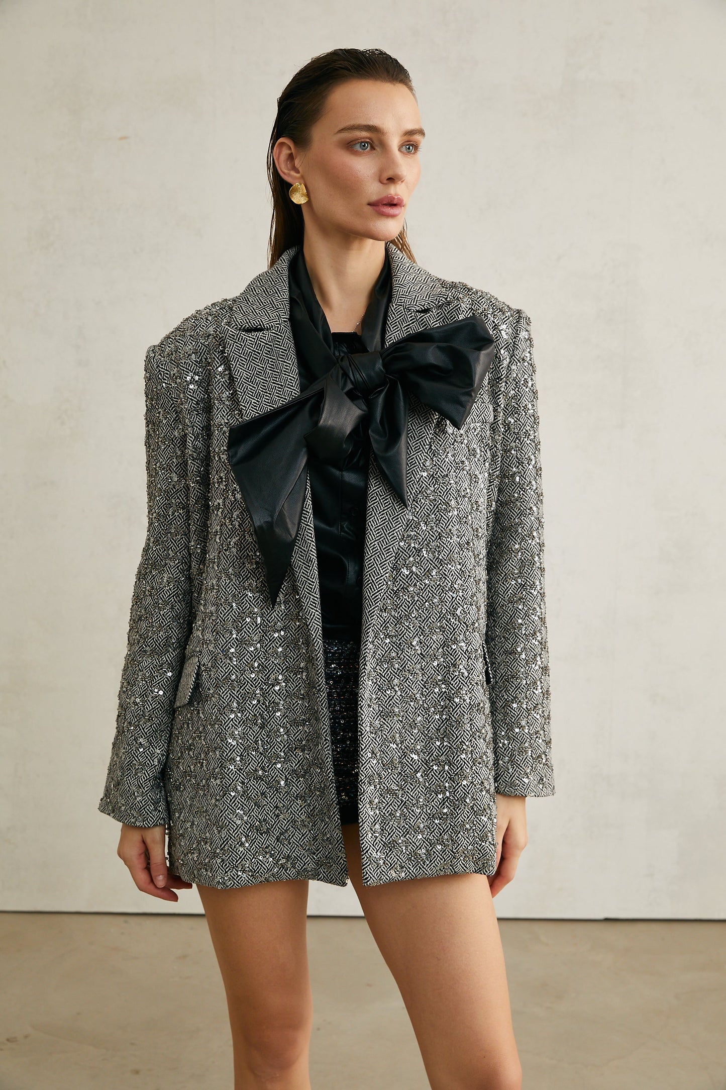 Solène herringbone-print blazer