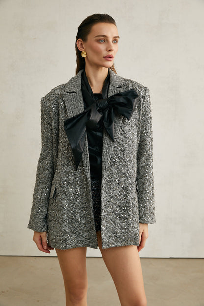 Solène herringbone-print blazer