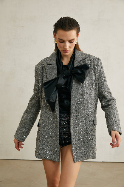 Solène herringbone-print blazer
