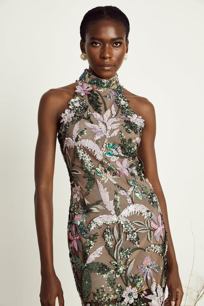 Géraldine sequin-embellished embroidered mini dress