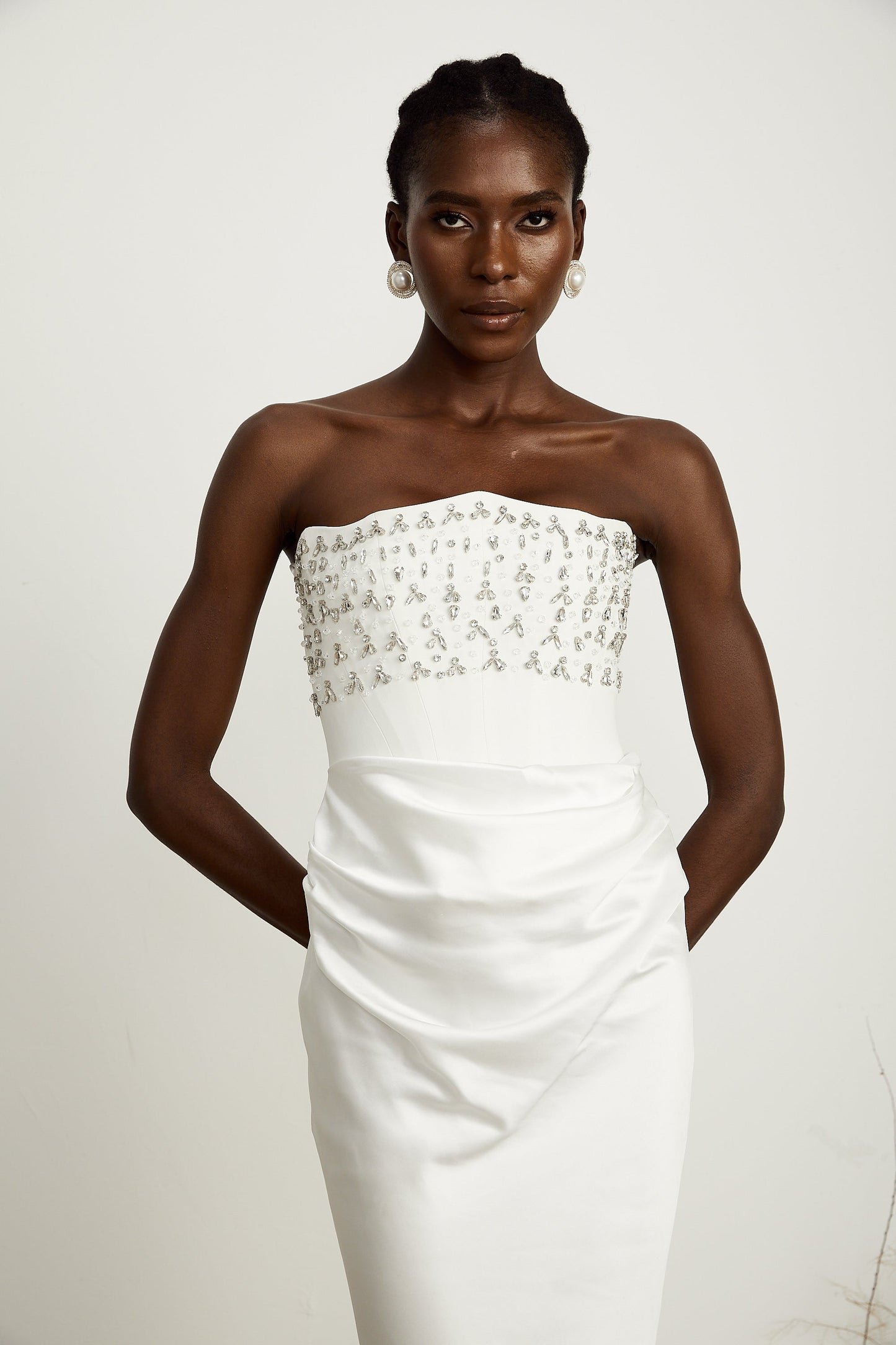 Aurore White Crystal Embellished Maxi Dress