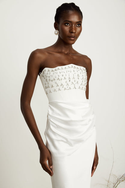 Aurore White Crystal Embellished Maxi Dress
