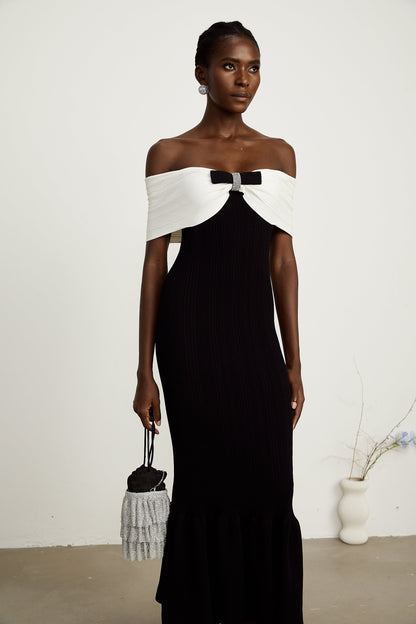 Éliane bow-detail ribbed maxi dress