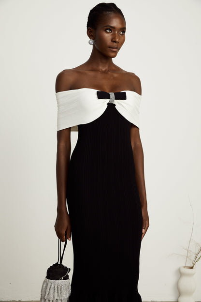 Éliane bow-detail ribbed maxi dress