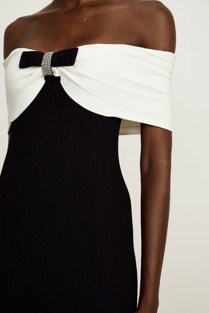 Éliane bow-detail ribbed maxi dress