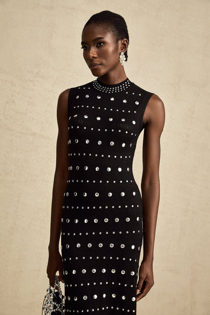 Chloé studded crochet-knit maxi dress in Black
