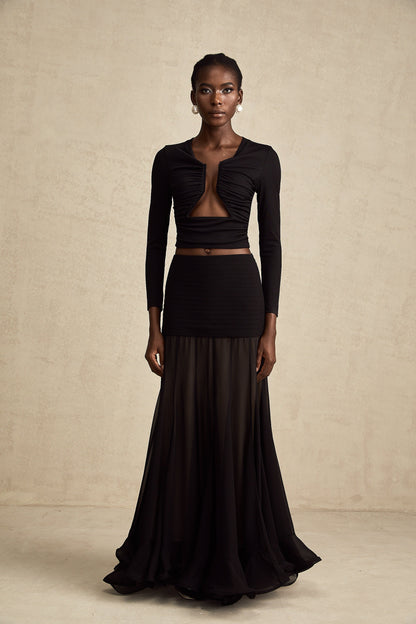 Anaïs Black Open-Front Gathered Top