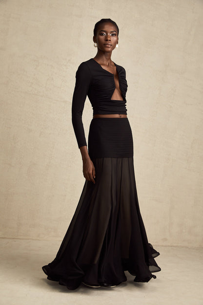 Anaïs Black Open-Front Gathered Top