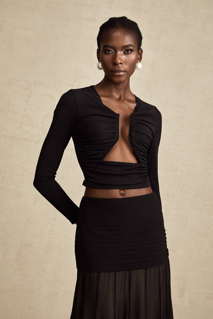 Anaïs Black Open-Front Gathered Top