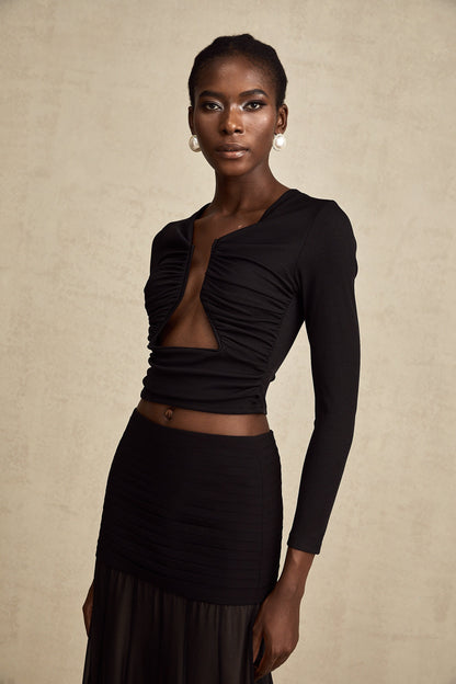 Anaïs Black Open-Front Gathered Top
