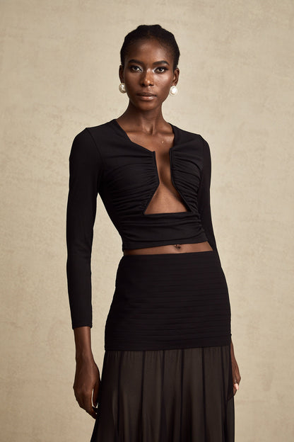 Anaïs Black Open-Front Gathered Top