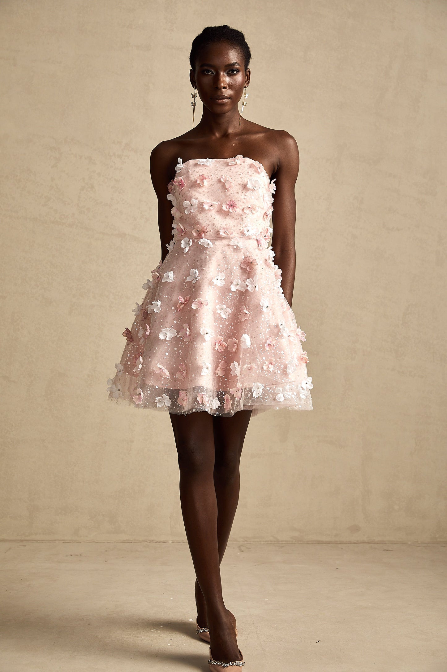 Lilou 3d-petal puffy mini dress