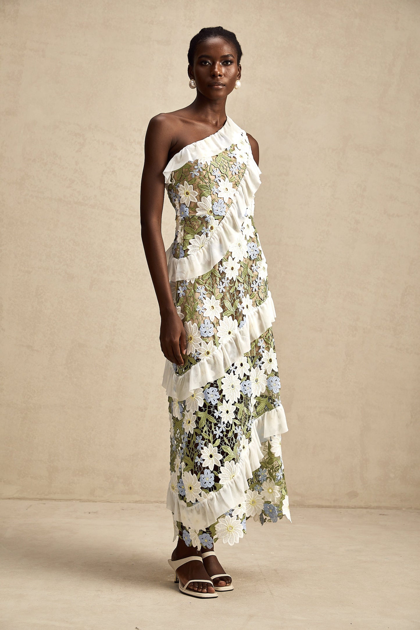 Clémence floral embroidered midi dress