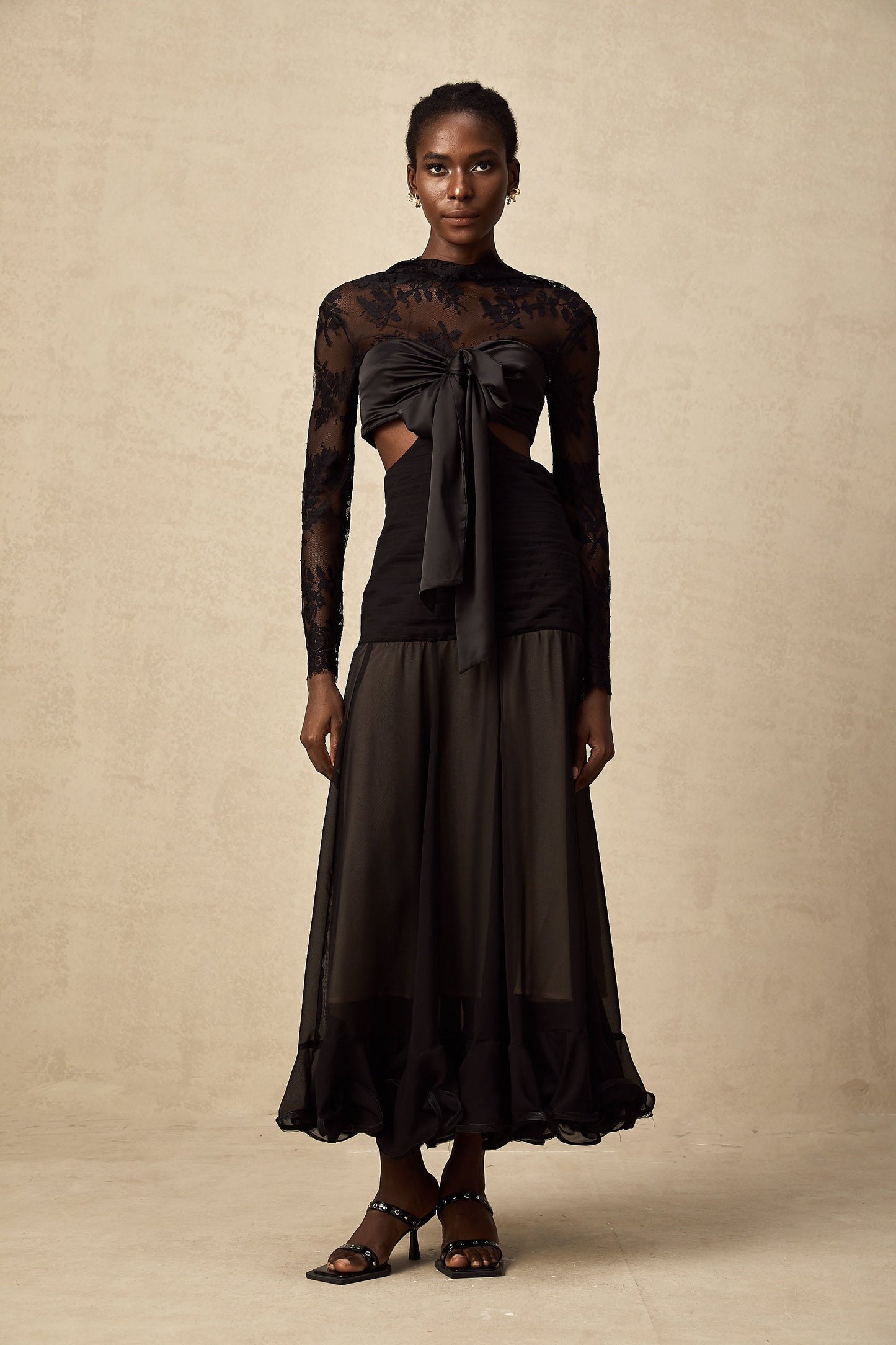 Maïwenn floral-lace panelled maxi dress