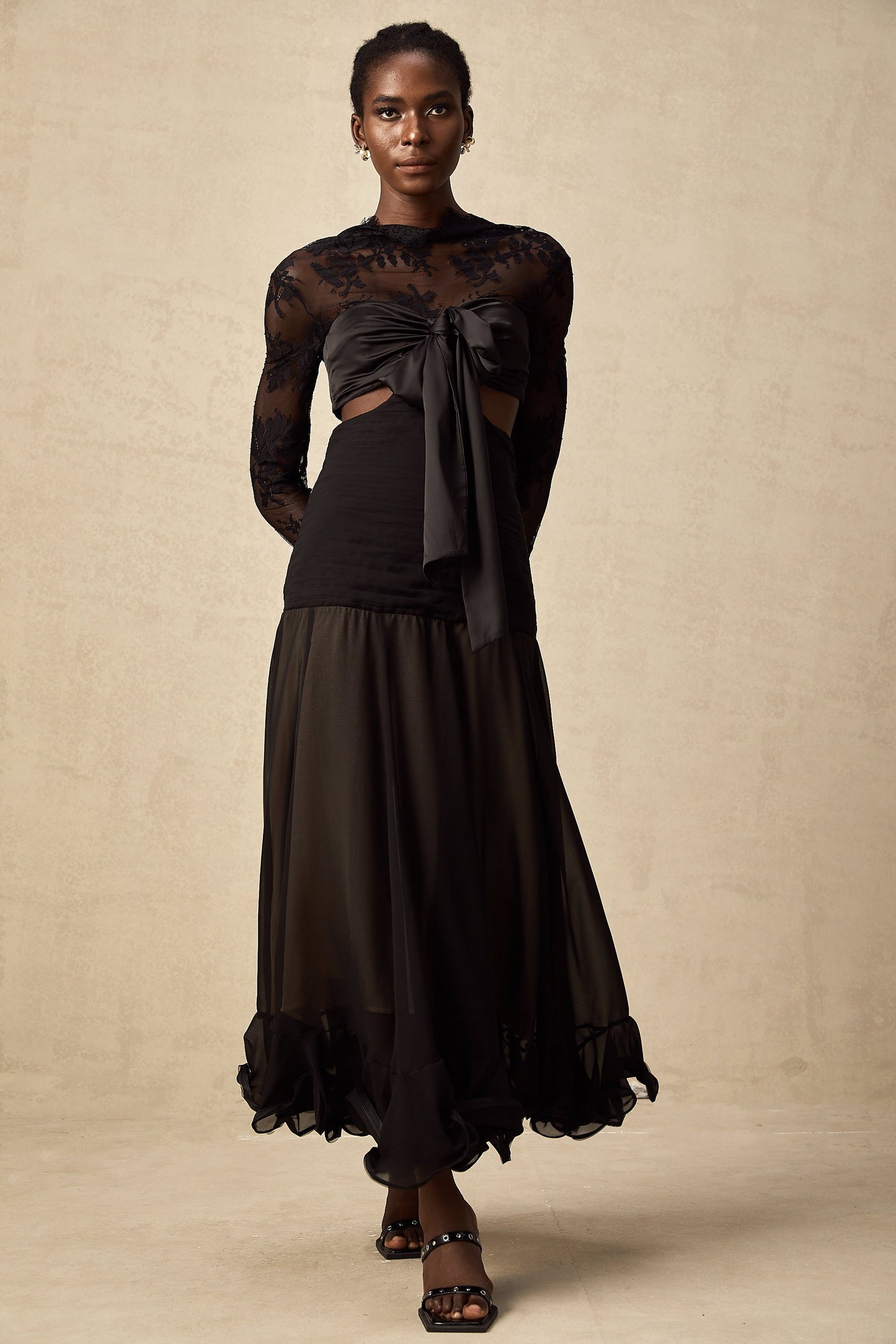 Maïwenn floral-lace panelled maxi dress