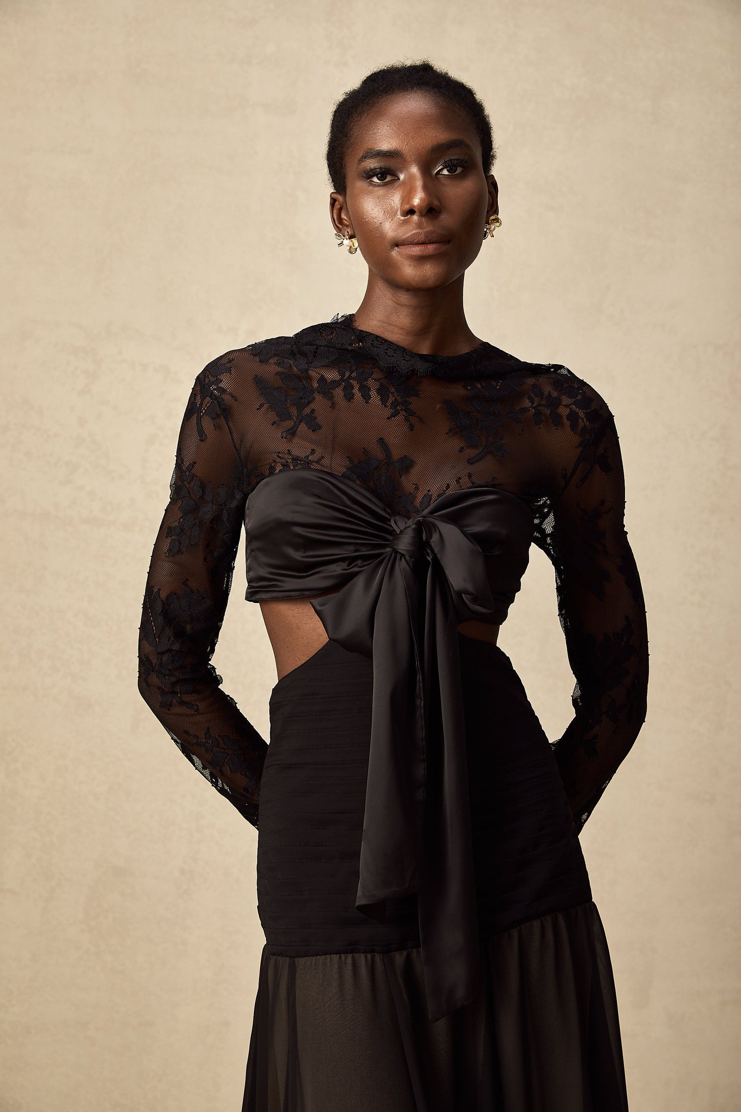 Maïwenn floral-lace panelled maxi dress