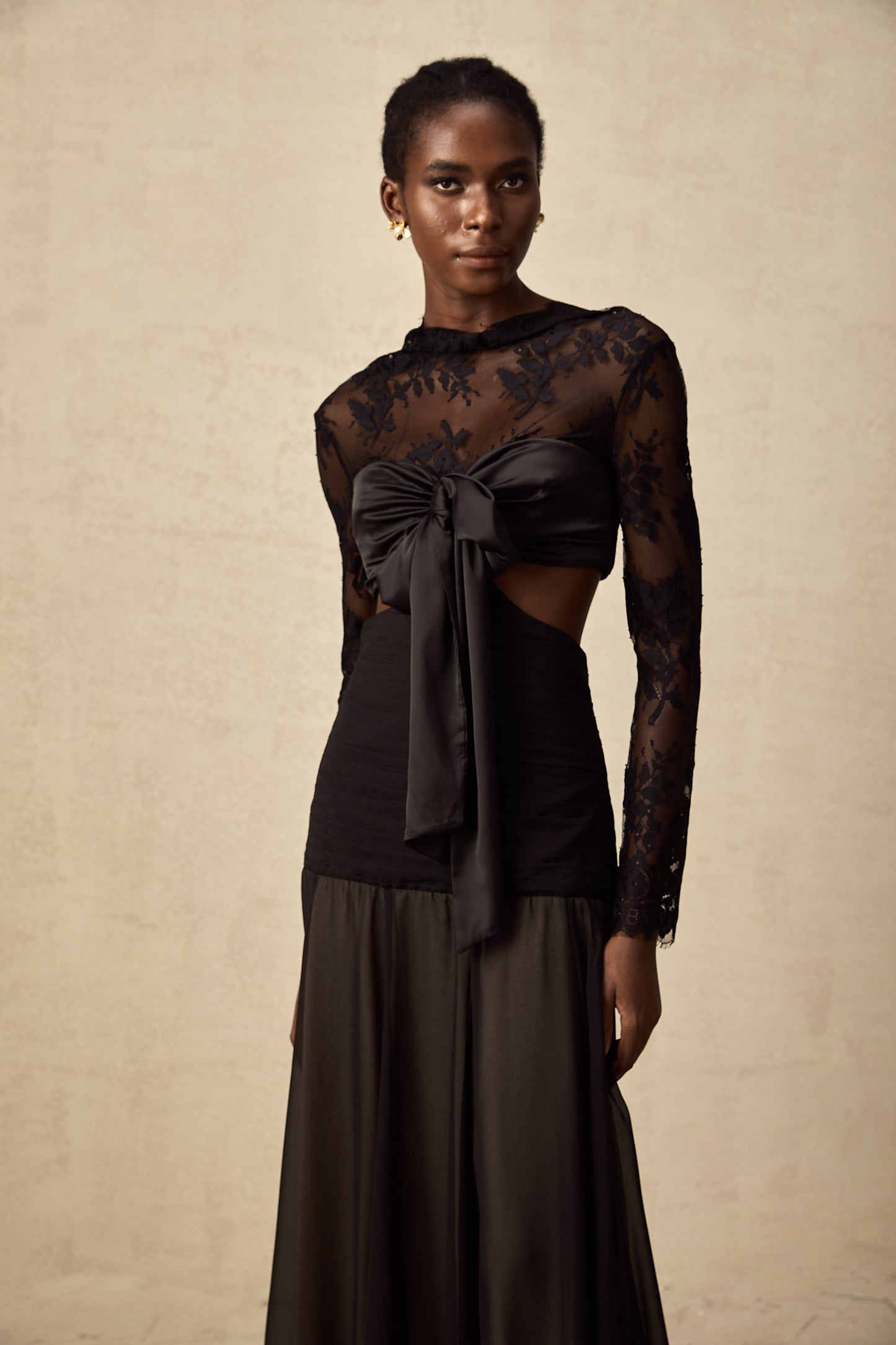 Maïwenn floral-lace panelled maxi dress