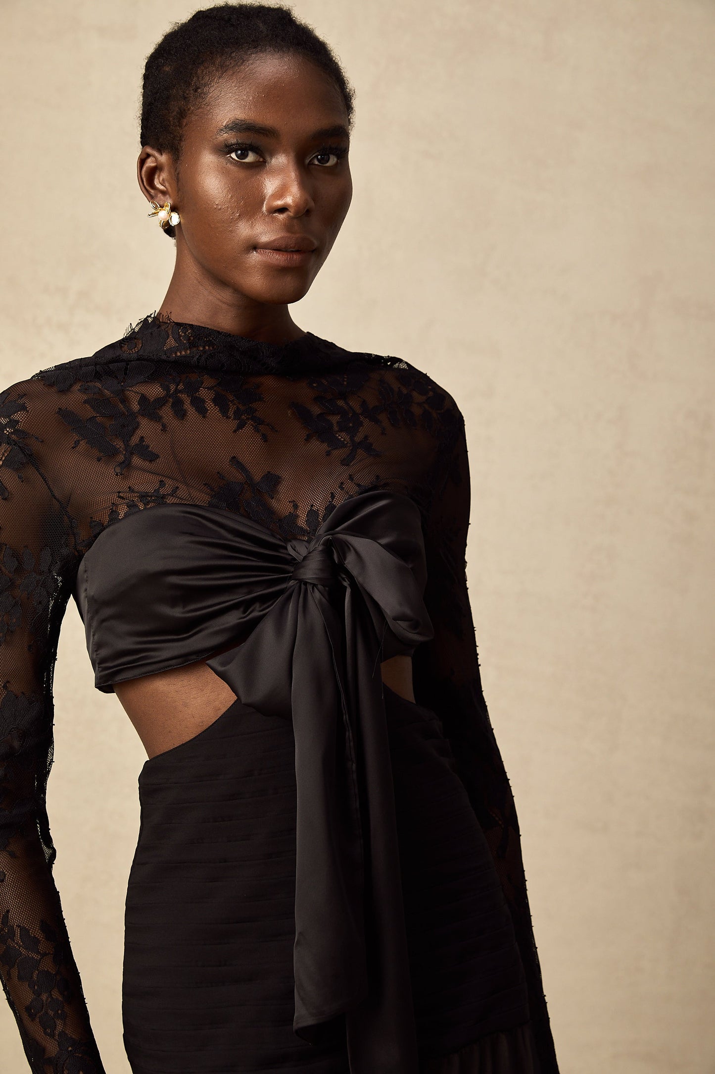 Maïwenn floral-lace panelled maxi dress
