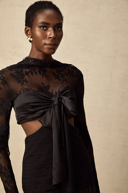 Maïwenn floral-lace panelled maxi dress