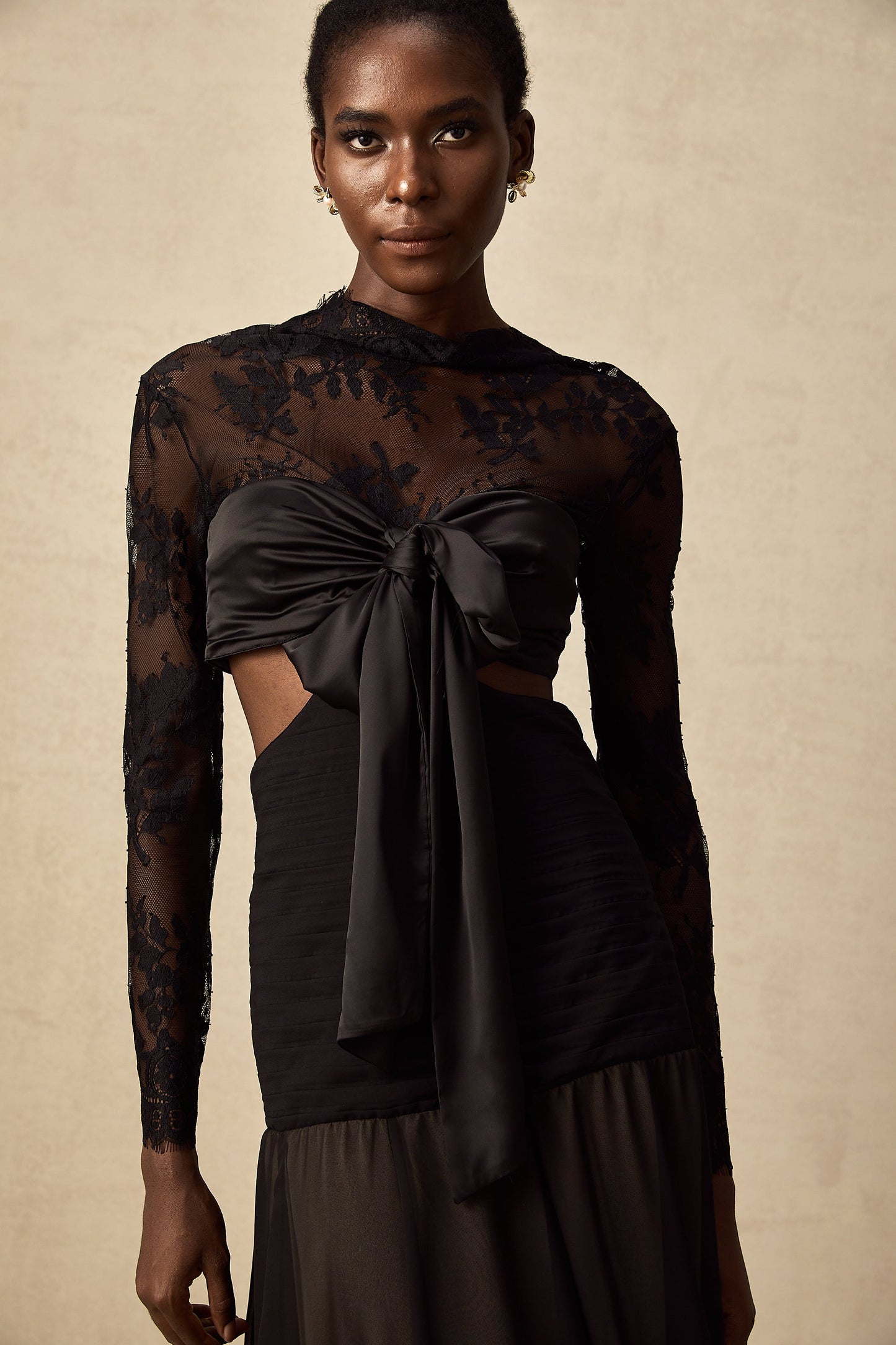 Maïwenn floral-lace panelled maxi dress