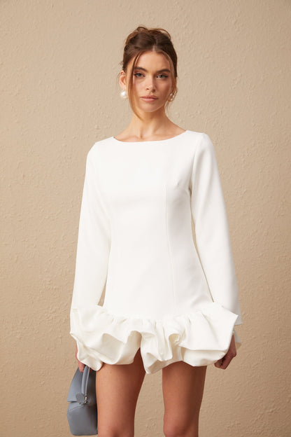 Elodie bubble-skirt mini dress in White