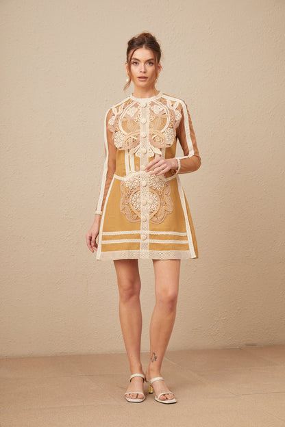 Aurore cut-out lace peplum mini dress