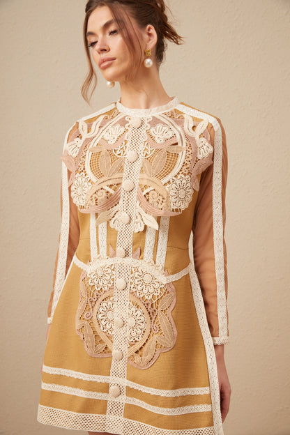 Aurore cut-out lace peplum mini dress