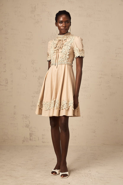 Axelle corded-lace flared mini dress
