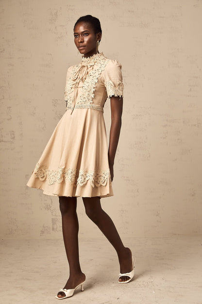Axelle corded-lace flared mini dress