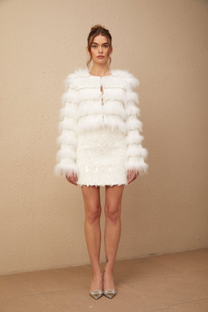 Margherita crystal-embellished padded fur jacket