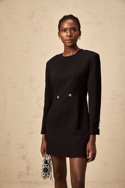 Magali black hourglass mini dress
