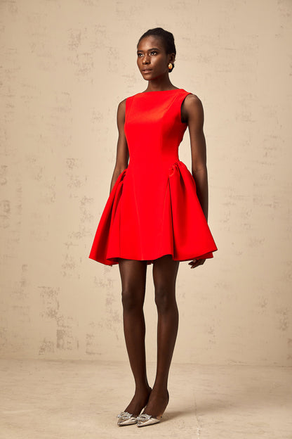 Yulia red sleeveless flared mini dress