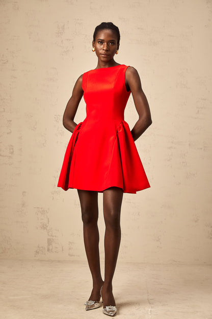 Yulia red sleeveless flared mini dress