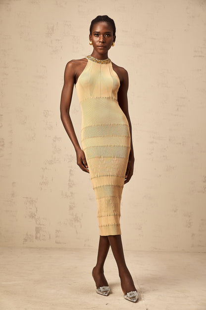 Louise sequined ribbed-knit midi dress