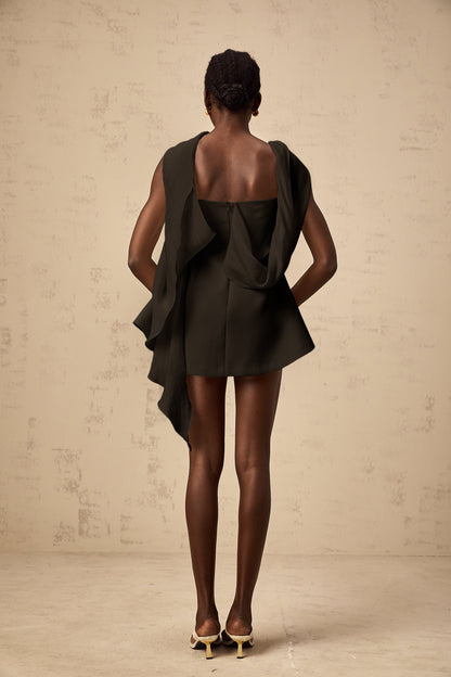 Danaé ribbon-design flared mini dress in Black