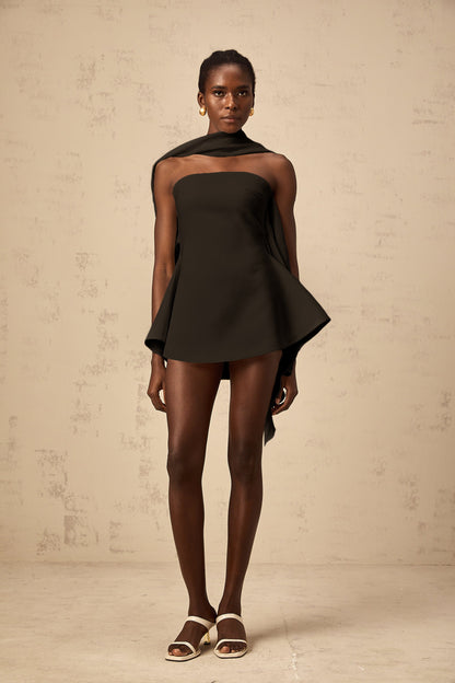 Danaé ribbon-design flared mini dress in Black