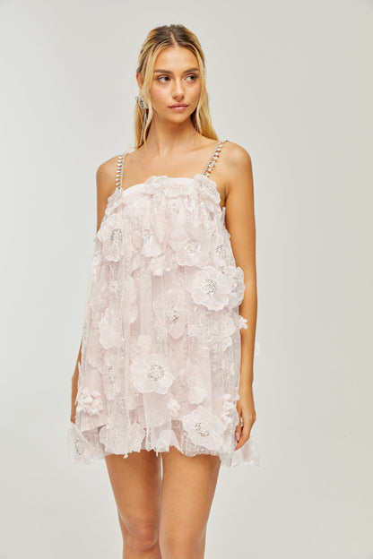 Valérie crystal-embellished floral mini dress