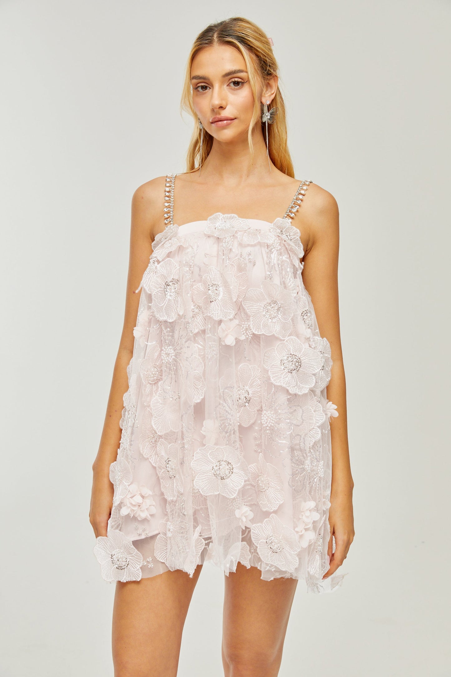 Valérie crystal-embellished floral mini dress
