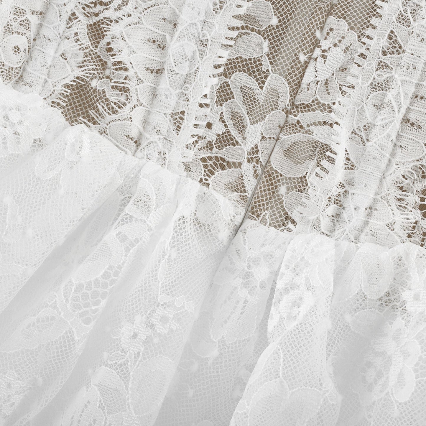 Mélisande white lace tiered midi dress