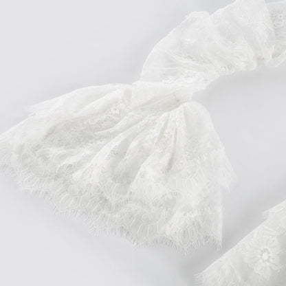 Nadine semi-sheer lace-trim mini dress