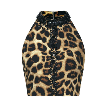 Noémie leopard-print top & skirt matching set