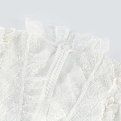 Aimée layered cut-out lace embroidered midi dress
