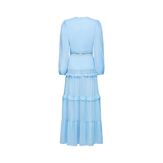 Juno cut-out ruffled maxi dress in Blue