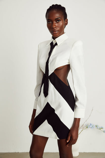 Ophelia neck-tie cut-out mini dress