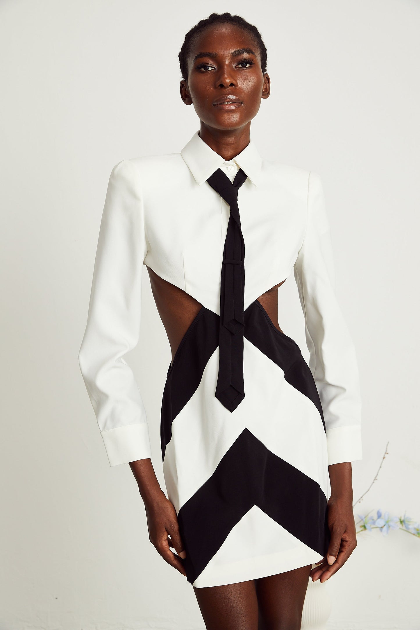 Ophelia neck-tie cut-out mini dress