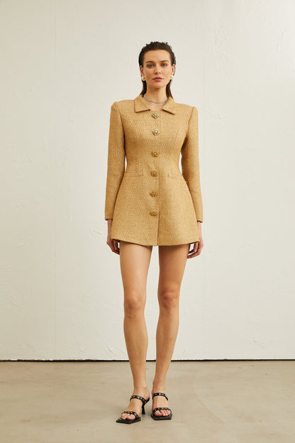 Morgane tweed long-sleeve mini dress