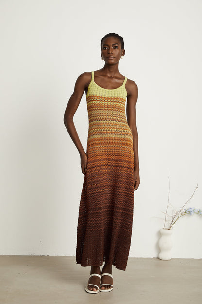 Delphine gradient knitted midi dress