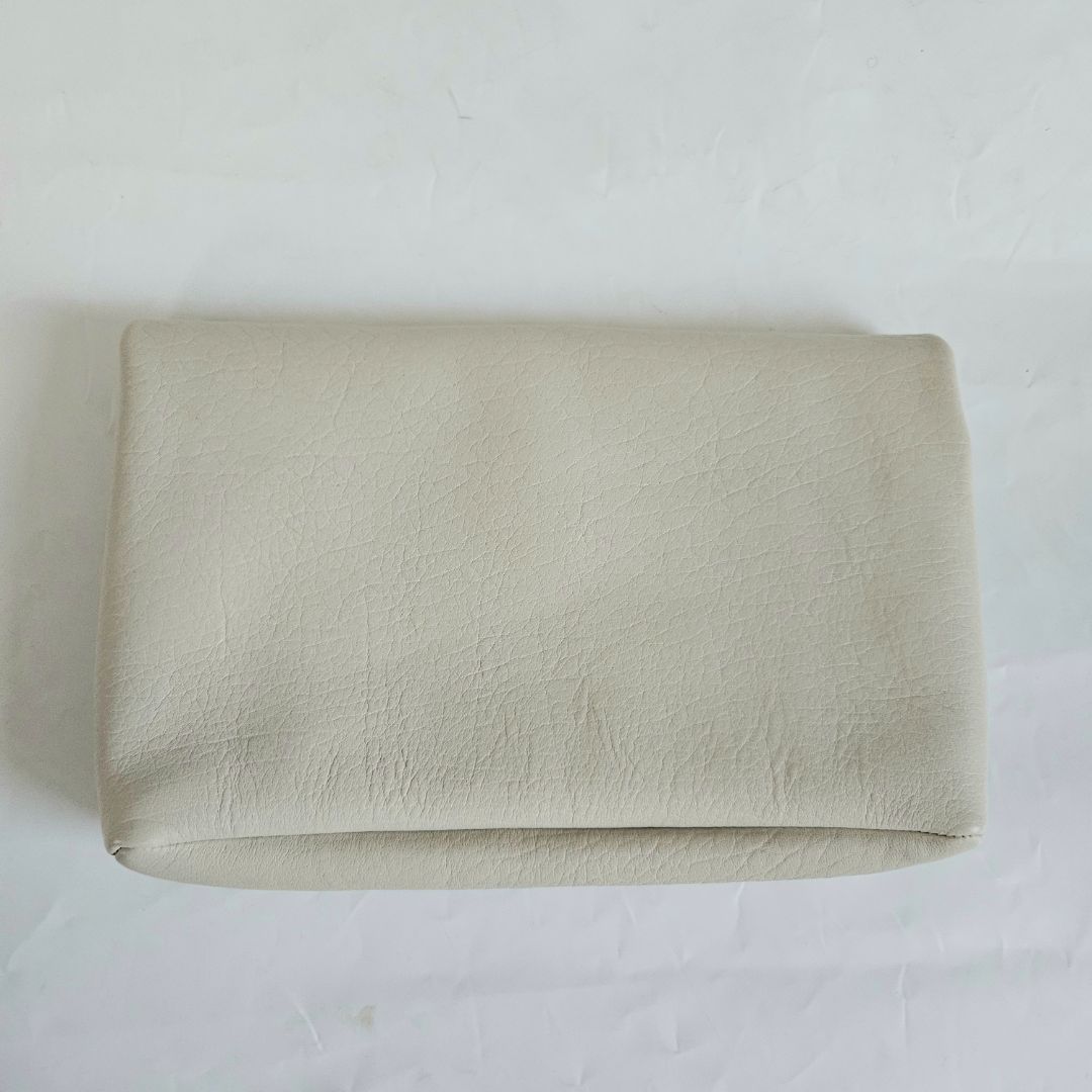 Saint Laurent Large Cassandre Envelope Pouch in white Lambskin Leather